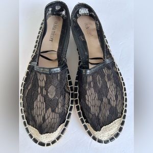 Olivia Miller Black Lace Espadrilles Sandals Size 7